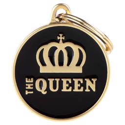 My Family Charms Black & Gold Dog Tag Med Texten The Queen